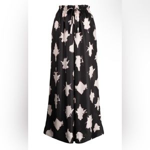 Ulla Johnson Sawyer Silk Wide Leg Pant in Noir Blur